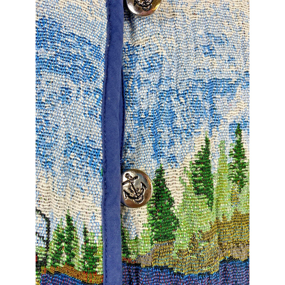 Lighthouse Tapestry Coat Jacket Christmas Art to Wear Grandmacore Size Small Vtg - Picture 13 of 16